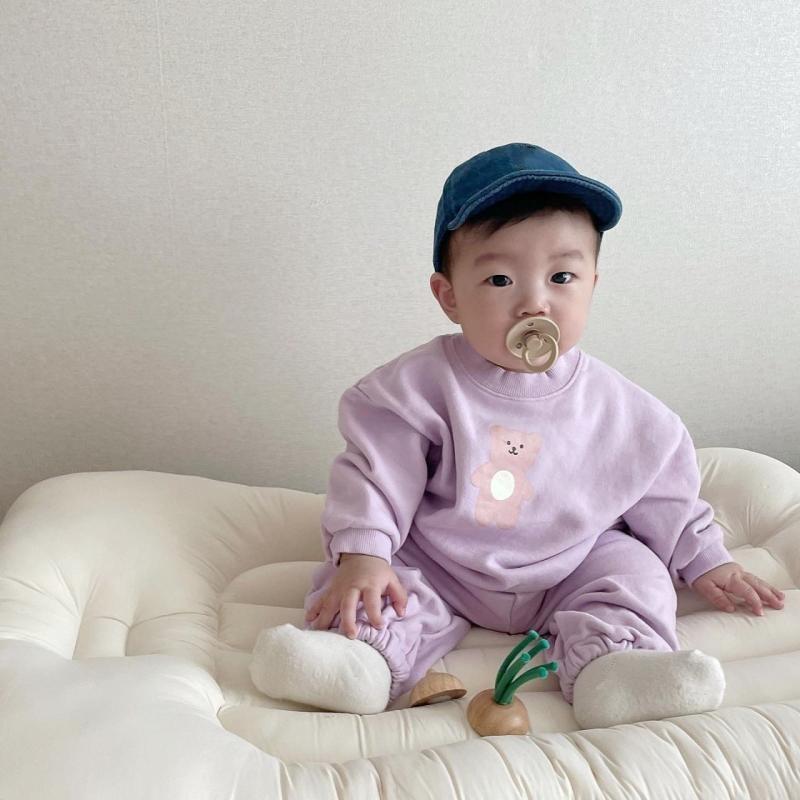 2021 Thu Mới Quần Áo Trẻ Em Bé Gái Bộ Dài Tay Thể Thao In Gấu Áo Và Tay Và Quần Trẻ Em Hàn Quốc Phù Hợp Với