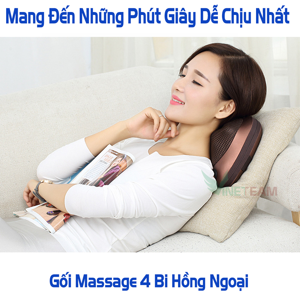 Gối Massage 4 Bi Đảo Chiều Massage Cổ Vai Gáy  Kèm Tẩu Sạc Trên Xe Hơi Vô Cùng Tiện Lợi