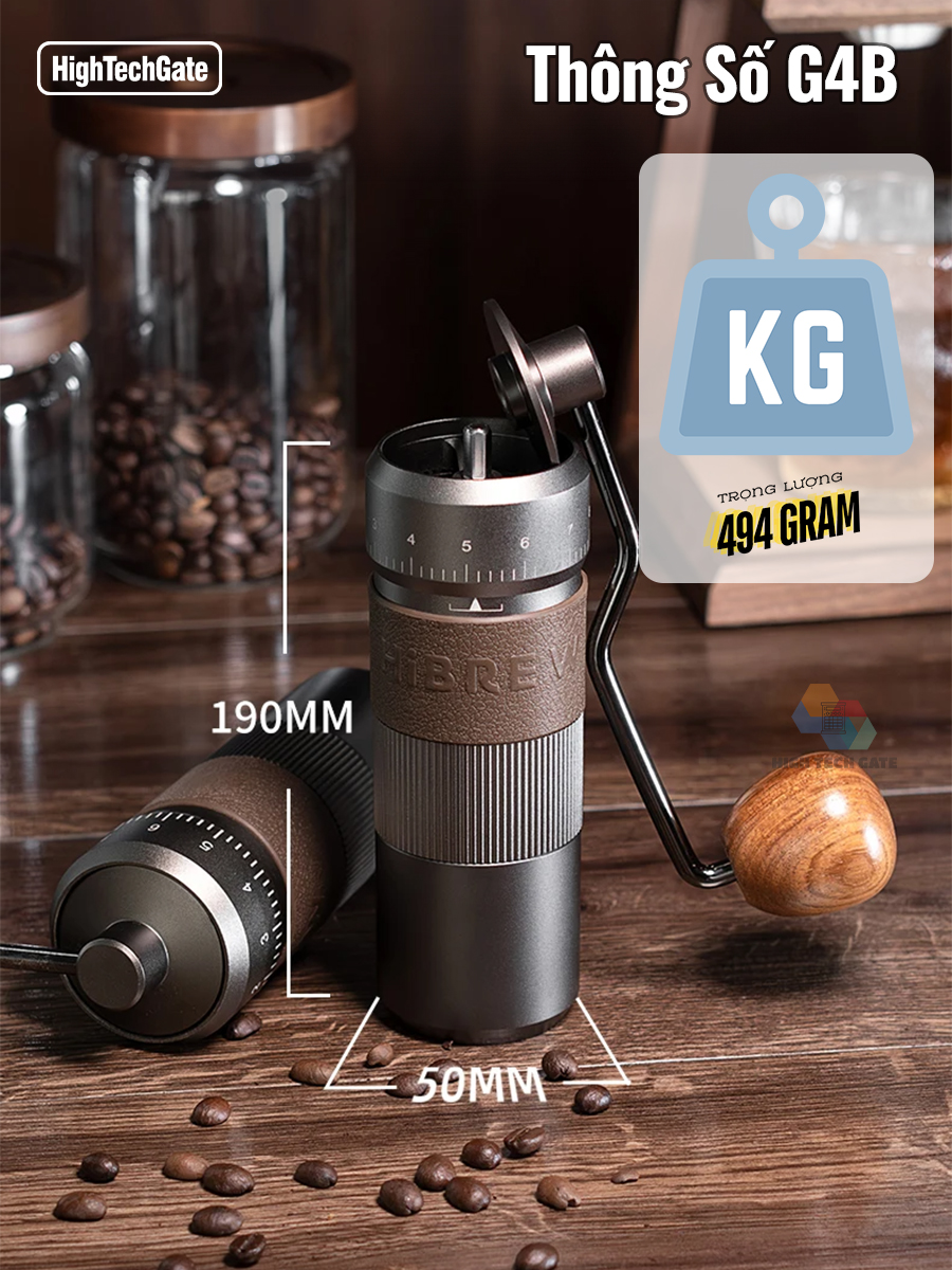 Máy Xay Cà Phê Cầm Tay G4B Toàn Bộ Kim Loại Cao Cấp, Hệ Thống 6 Cánh Core Kép, 55 Cấp Độ 11 Level, Hàng Chính Hãng