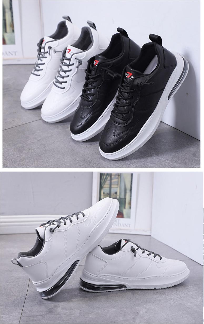 Giày Sneaker nam, Giày thể thao nam, giày da, 2 màu đen - trắng, đế cao su nguyên khối, đế nén khí êm, bền, khâu đế chắc chắn G145