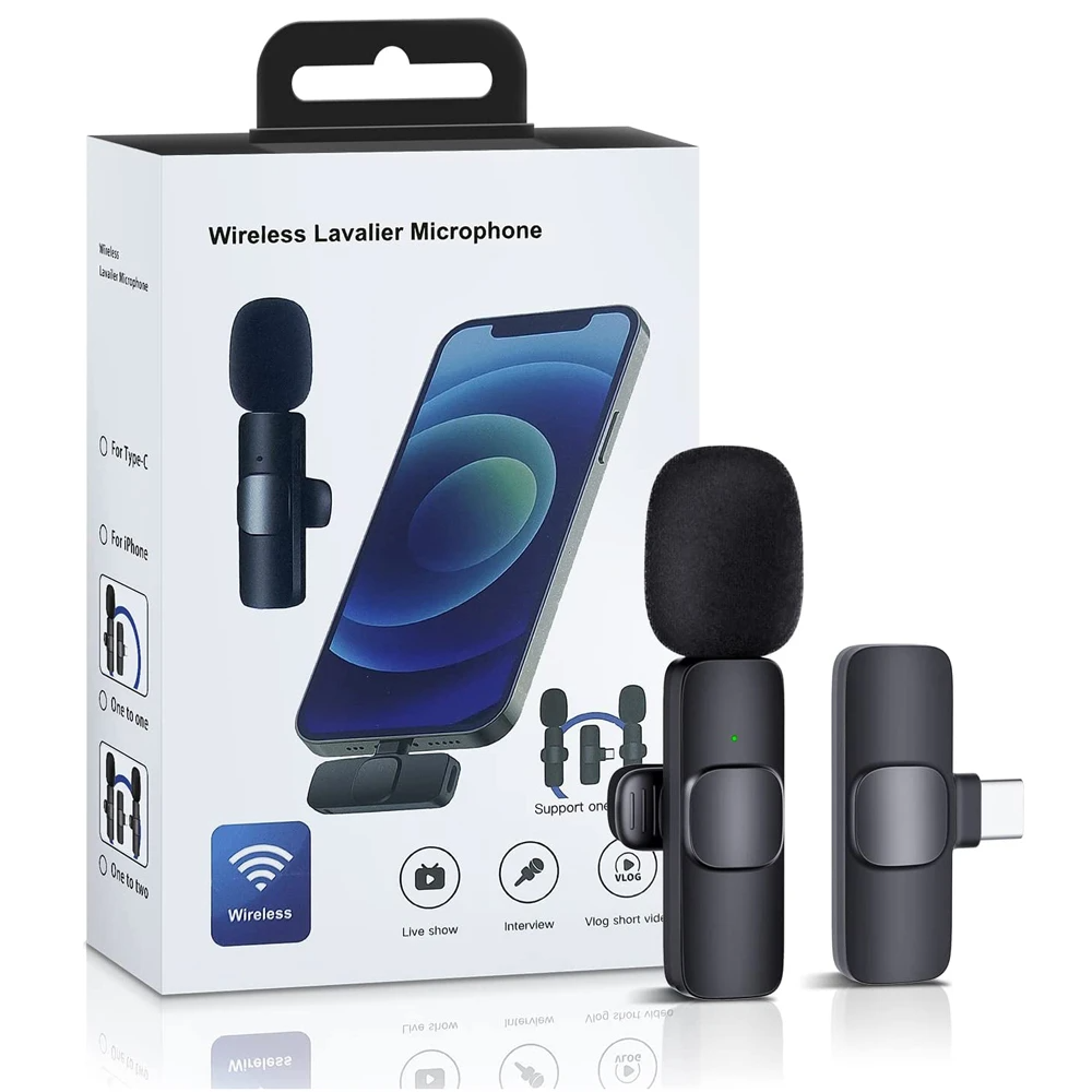 Mic thu âm chống ồn Lavalier cho điện thoại cài áo không dây, microphone livestream, khử tiếng ồn lọc âm, quay video, phỏng vấn, học tập, hàng chính hãng