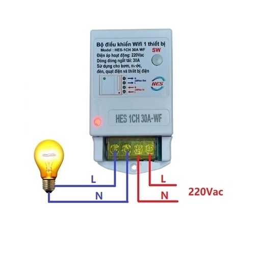 Bộ Điều Khiểu WIFI 1 Thiết Bị HES-1CH 30A-WF