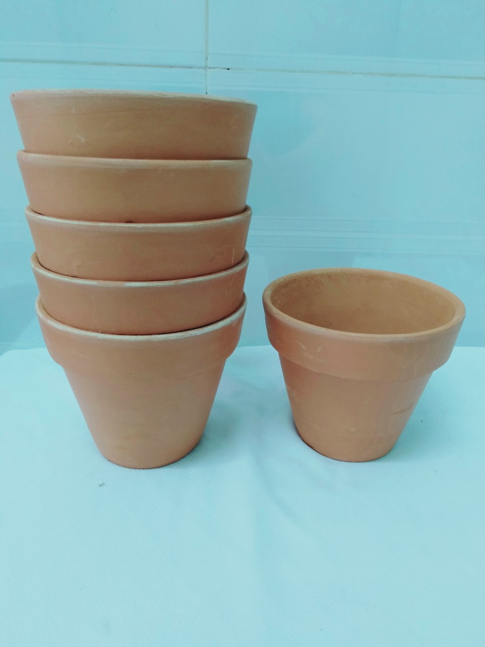 Chậu đất nung combo 5 cái chậu trồng sen đá xương rồng mini kích thước 8x7cm