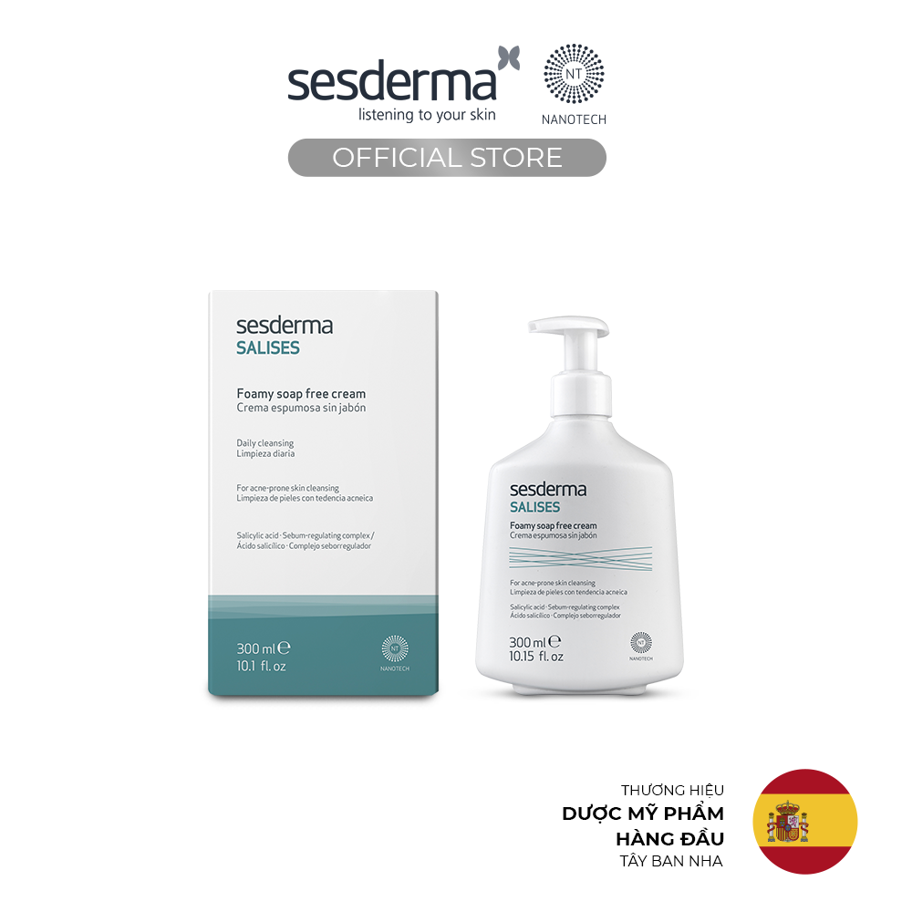 Sữa rửa mặt tạo bọt dịu nhẹ Sesderma Salises cho da dầu mụn 300ml