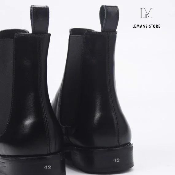 Giày Chelsea boots nam CB02 bản mũi nhọn, da bò cao cấp ống Cao, LEMANS bảo hành 24 tháng