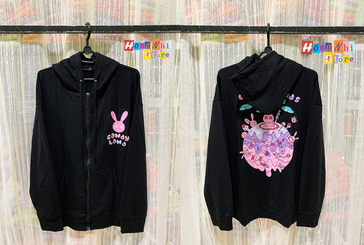 Áo Khoác Hoodie Zip In Hình CANDY LAND Oversize Ulzzang Unisex Dáng Rộng - MM