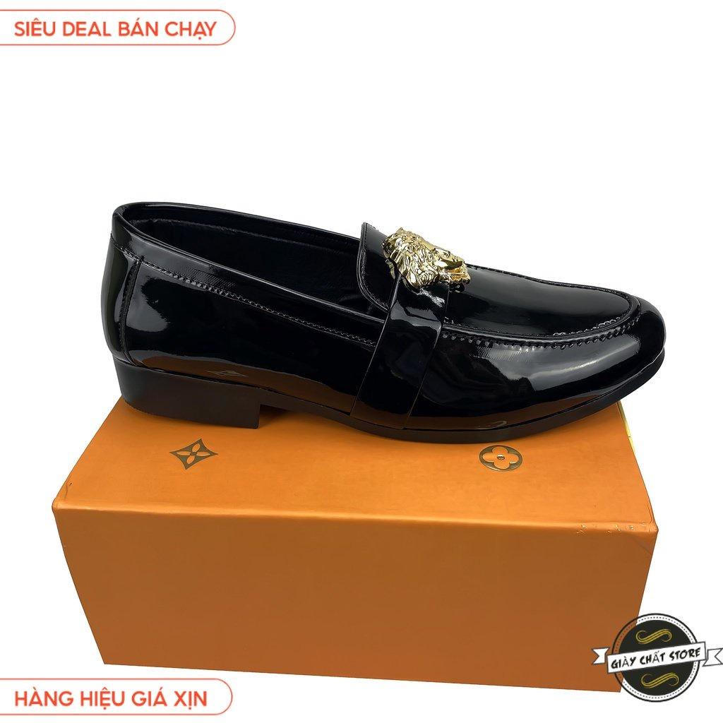 Giày tây nam da bóng Đế cao Mặt kim loại vàng