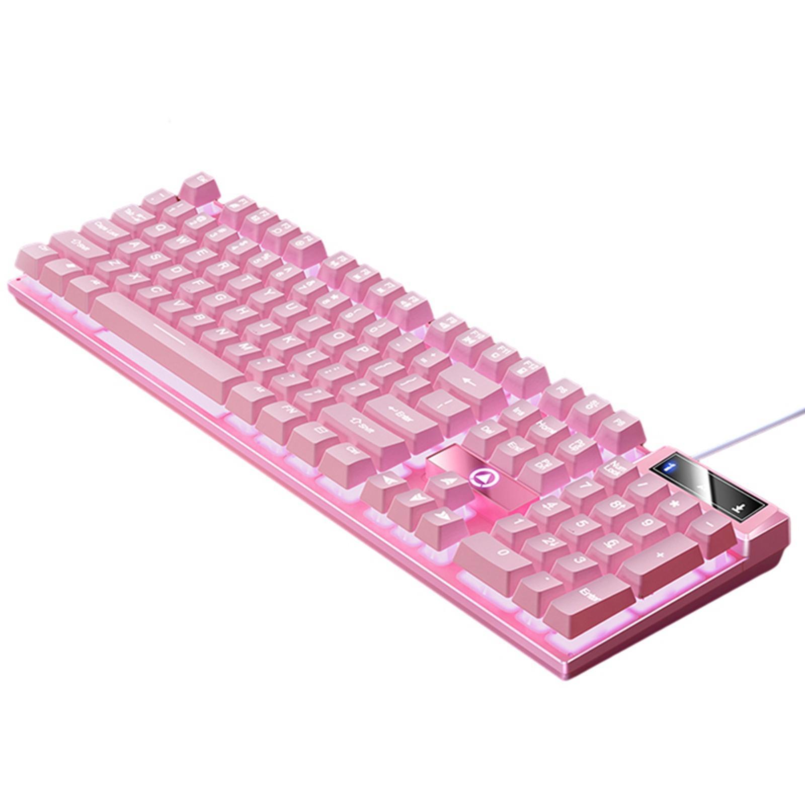Mechanical Gaming Keyboard USB Multimedia Controls LED Lighting Effects for Computer Desktop