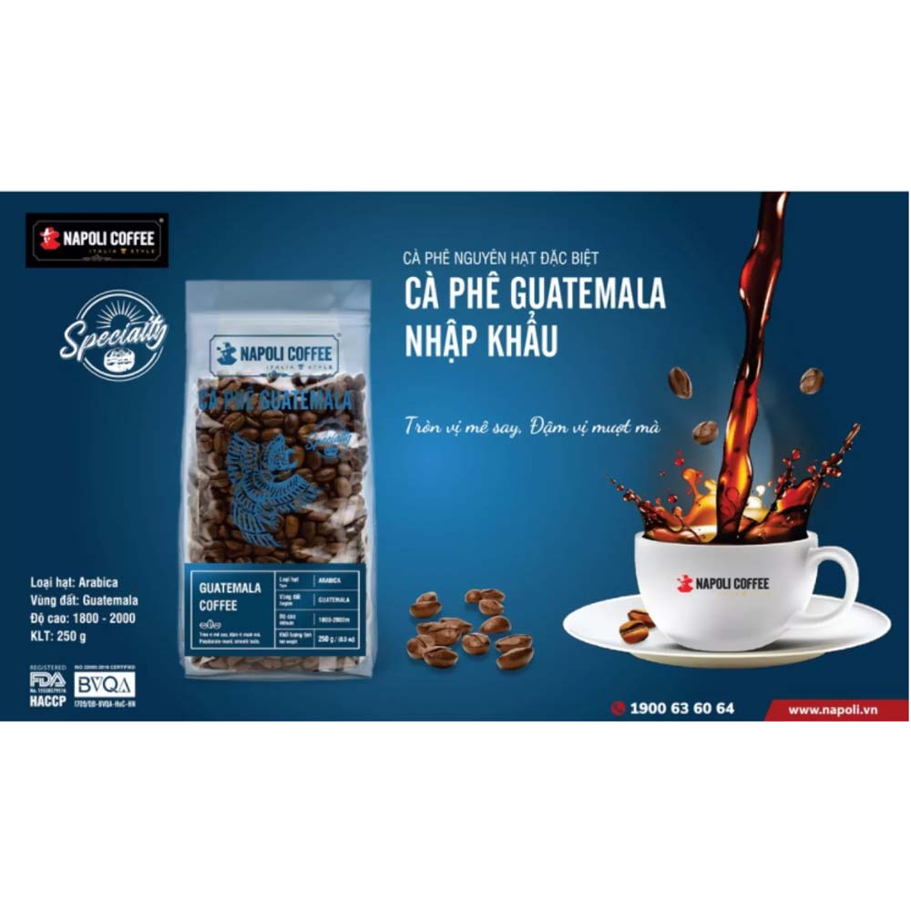 Cà phê Arabica GUATEMALA - Chua Thanh Hương Nhiệt Đới - Rang Nguyên Hạt Nhập Khẩu - Pha Máy/Phin Cao Cấp 250g/túi