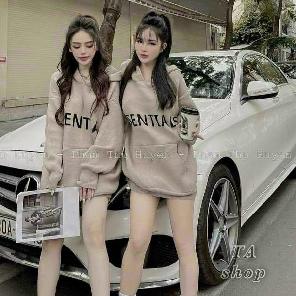 Áo len nữ kèm mũ dáng dài trùm mông siêu hot