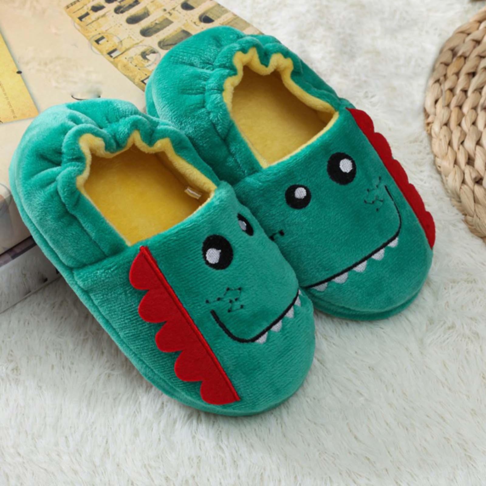 Dinosaur Shaped Slippers Soft Indoor Unisex Kids Boys Warm Shoes