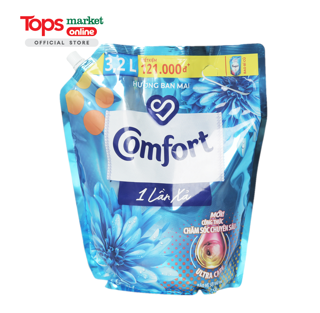 Nước Xả Vải Comfort Giữ Màu 1 Lần Xả Ban Mai Túi 3.2L