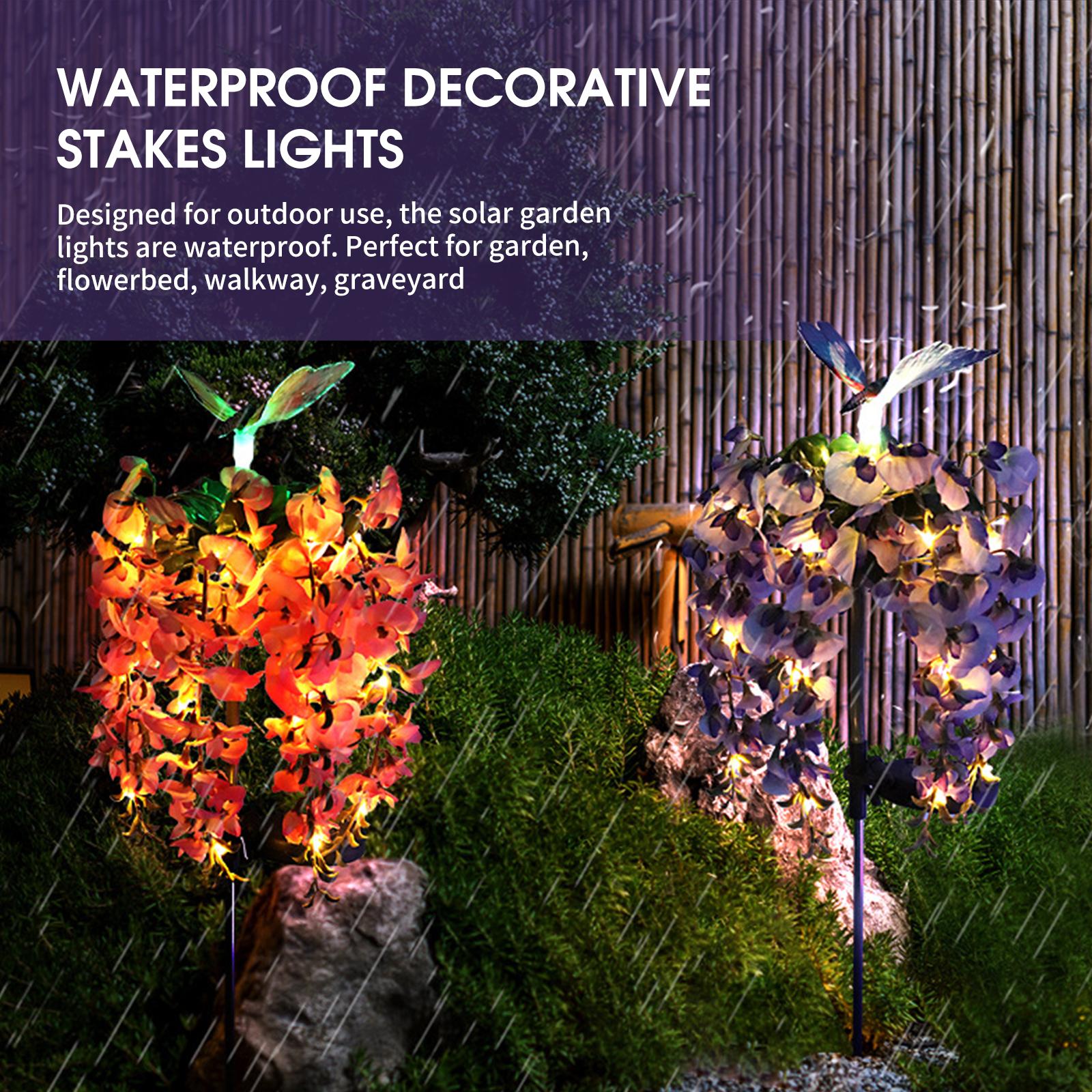 Solar Flowers Light Outdoor Decorative Stakes Lights 7 Color Changing LED Landscape Lights Waterproof Garden Stake Light