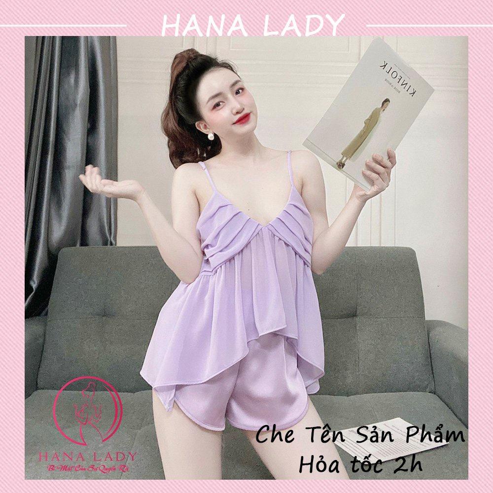 Bộ ngủ 2 dây nữ - Đồ mặc nhà lụa sexy gợi cảm VN478