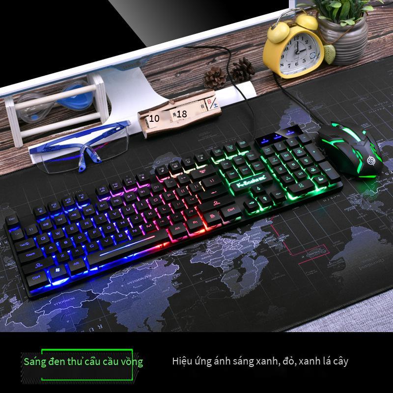 Bộ bàn phím và chuột có dây Viper KM320 phong cách mới nhất treo U+U chữ màu cam trong suốt bộ bàn phím chuột chơi game crack dạ quang