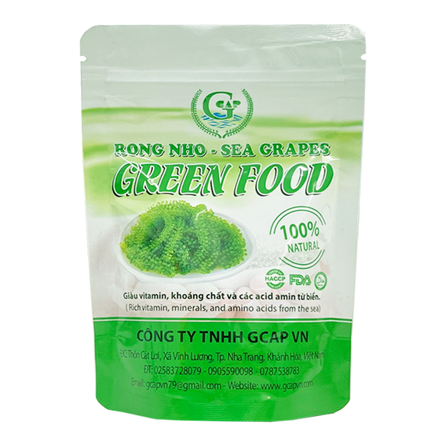 Rong nho biển GREEN FOOD - Sea grapes - Giàu vitamin, khoáng chất và các axit amin  (Túi zipper 100G)