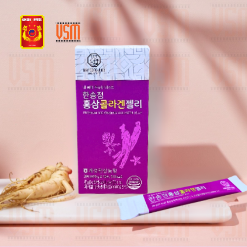 Thạch Hồng Sâm Collagen Phân Tử Thấp - Ginseng House Hộp 200g (10 gói)