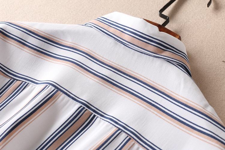 Áo sơ mi nữ Haint Boutique, Áo sơ mi trắng dài tay phối màu kẻ sọc phong cách công sở Sm86