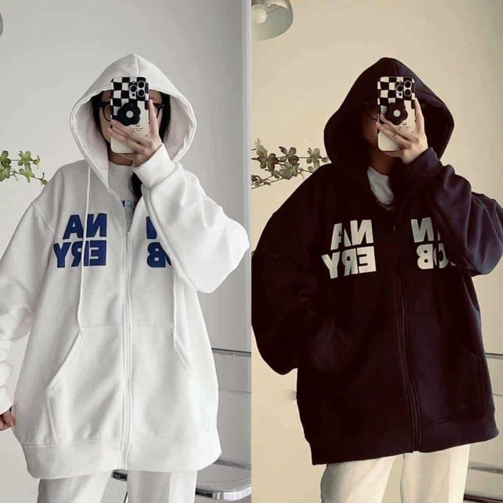 Áo khoác nỉ unisex liền mũ có túi in chữ ANNA.BOBERY có 2 màu SHOP