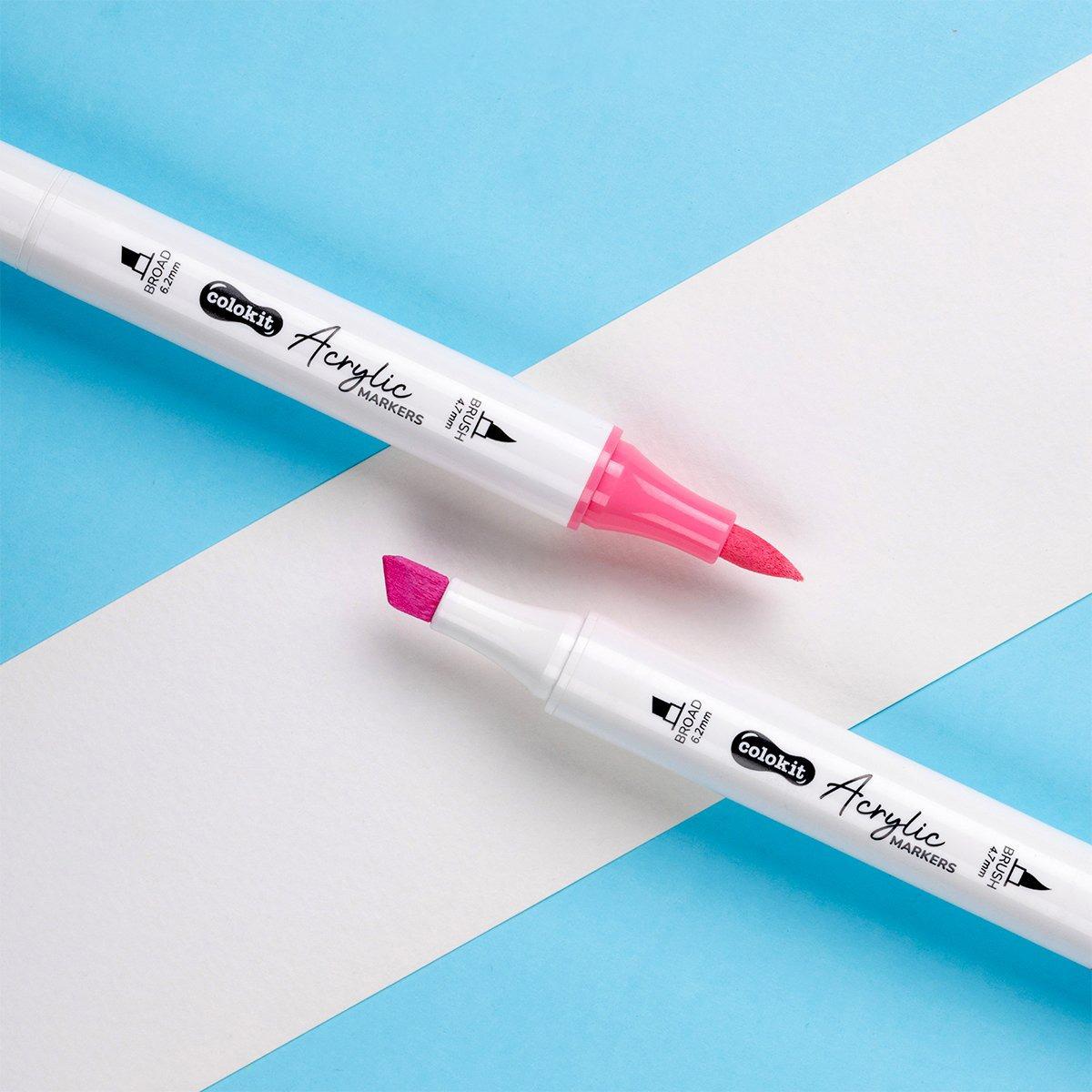 Hộp 12 Bút Lông Màu Acrylic Markers 2 Đầu - Colokit ACM-C001