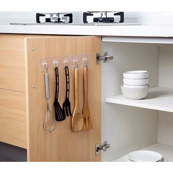 Combo 50 Móc Dán Tường Siêu Dính Trong Suốt Chịu Lực Tốt Treo Tường Chắc Chắn 6x6 cm