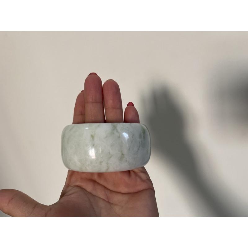 Vòng tay bạch ngọc bản cối vân xanh cao 3 cm