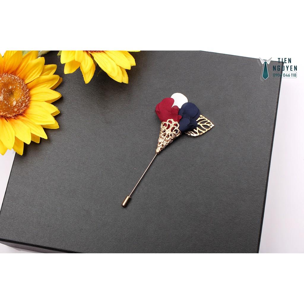 Ghim cài áo - Phụ kiện cài áo vest Lapel pin, ghim hoa 3 màu - tặng kèm hộp Full box - Tiennguyen