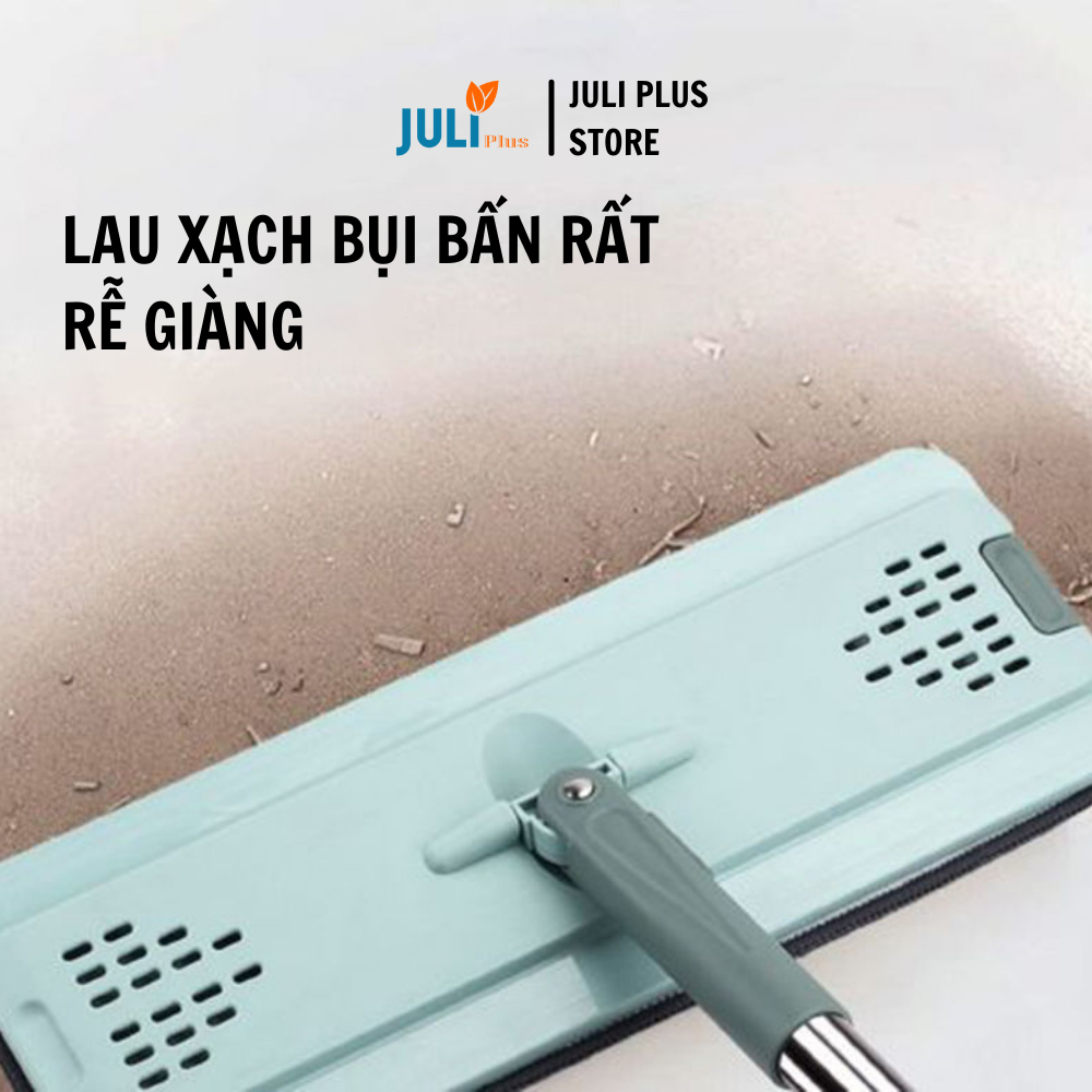 Cây lau sàn nhà tự vắt thông minh, Chổi lau nhà 2 ngăn xoay 360 độ kèm thùng tự vắt cao cấp. Tặng kèm 2 bông lau