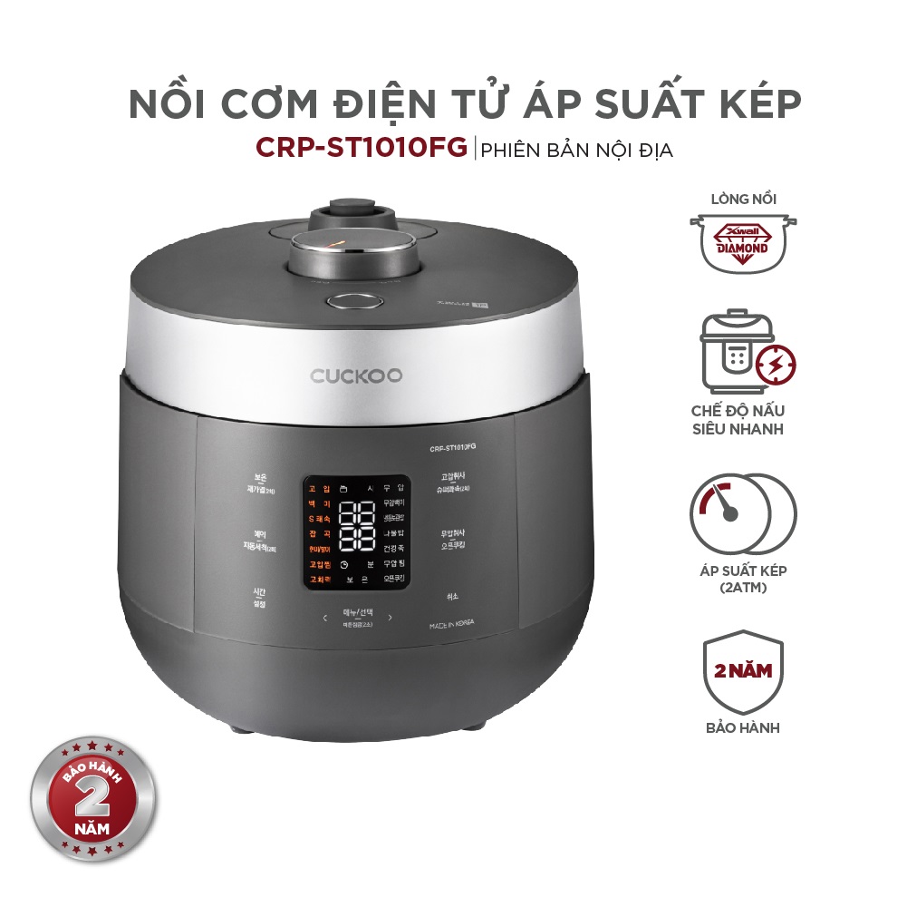 Nồi cơm điện tử áp suất kép Cuckoo CRP-ST1010FG (1.8L) - Hàng Chính Hãng