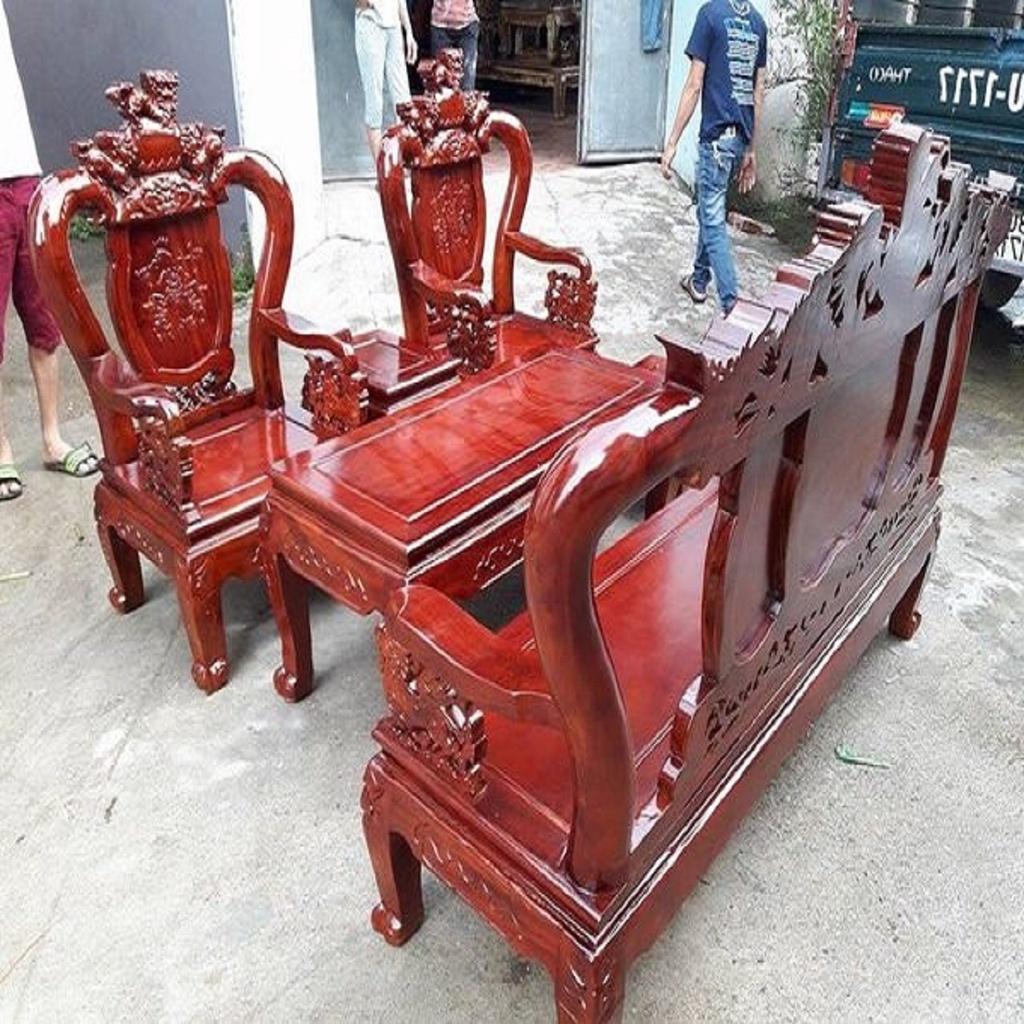 Bộ Bàn Ghế Nghê Bảo Đỉnh Gỗ Xà Cừ