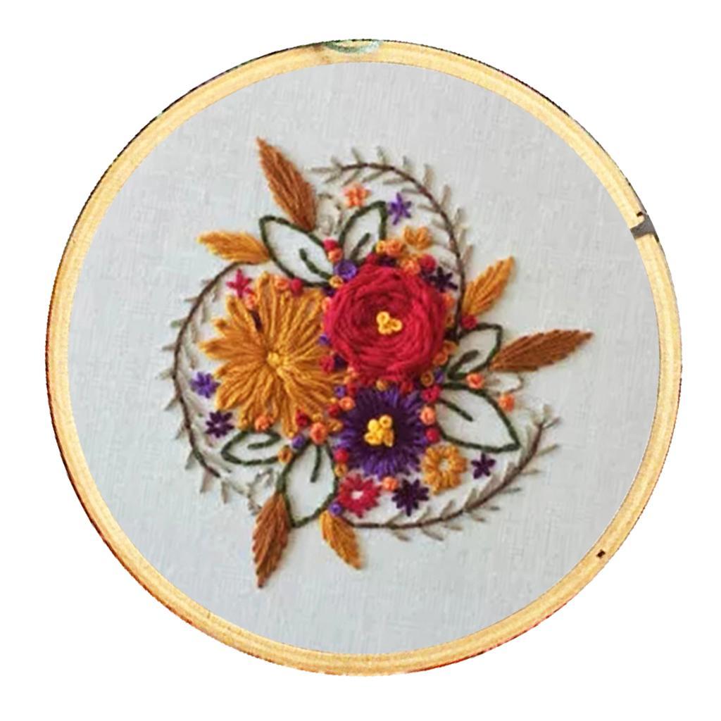 Embroidery Starter Kit Full Range of Stamped Cross Stitch Kits for Beginner with Embroidery Cloth Pattern, Embroidery Hoop, Color Threads, Tools Kit