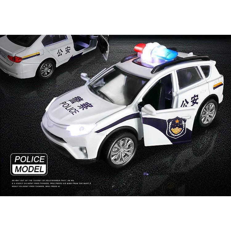 xe đồ chơi cảnh sát mô hình cho bé trai bé gái có âm thanh và đèn led bằng kim loại tỉ lệ 1:32