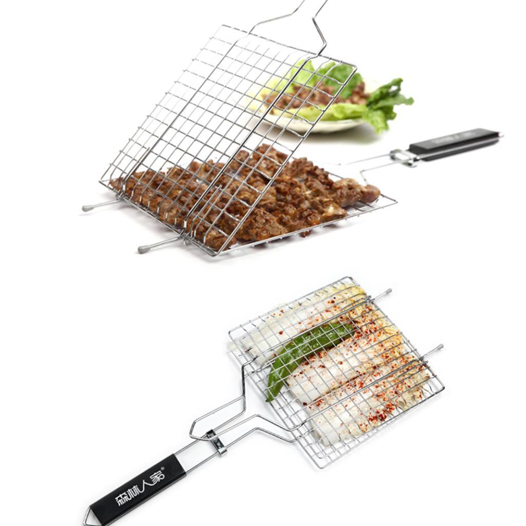 3X Portable Stainless Steel BBQ Grill Basket Grill Net Cooking Fish / Meat