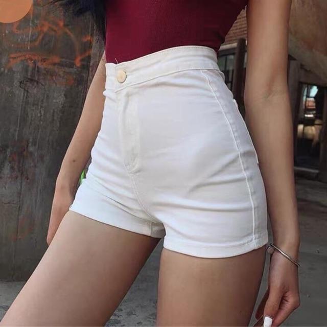 SHORT JEANS ÔM CẠP SIÊU CAO CO GIÃN KHÔNG TÚI TRƯỚC- ảnh thật