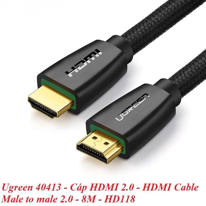 Ugreen UG40413HD118TK 8M màu Đen Cáp tín hiệu HDMI chuẩn 2.0 hỗ trợ phân giải 4K - HÀNG CHÍNH HÃNG
