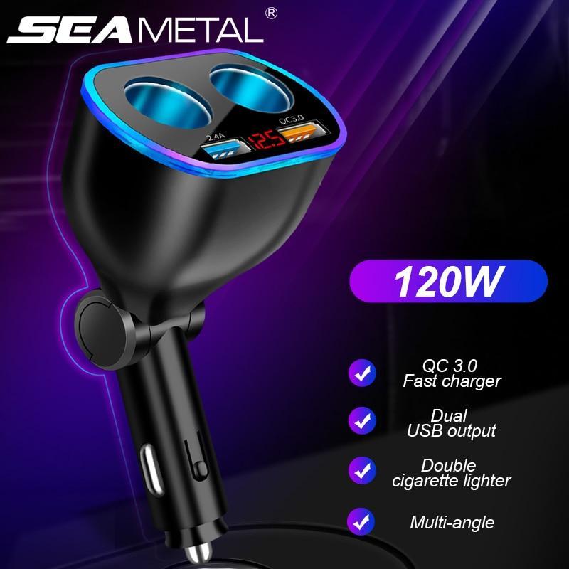 Tẩu sạc xe hơi SEAMETAL chuyển đổi có đèn xung quanh 12V/ 24V 120W thông dụng