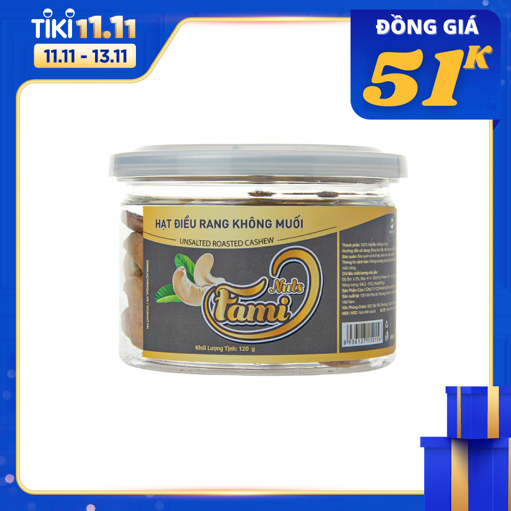 Hạt Điều Rang Không Muối, Hạt Điều Rang Không Muối A Cồ, Hạt Điều Rang Không Muối Size A+ 400 Hạt/ 1 Kg - Hũ Nắp Nhôm 120g - Hạt Dinh Dưỡng Cao Cấp FAMINUTS