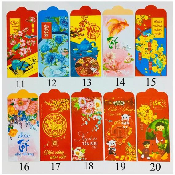 Sỉ 1000 bao lì xì HOT nhất tết tân sửu 2021 được chọn mẫu tặng kèm túi ninong giấy in đẹp loại 1