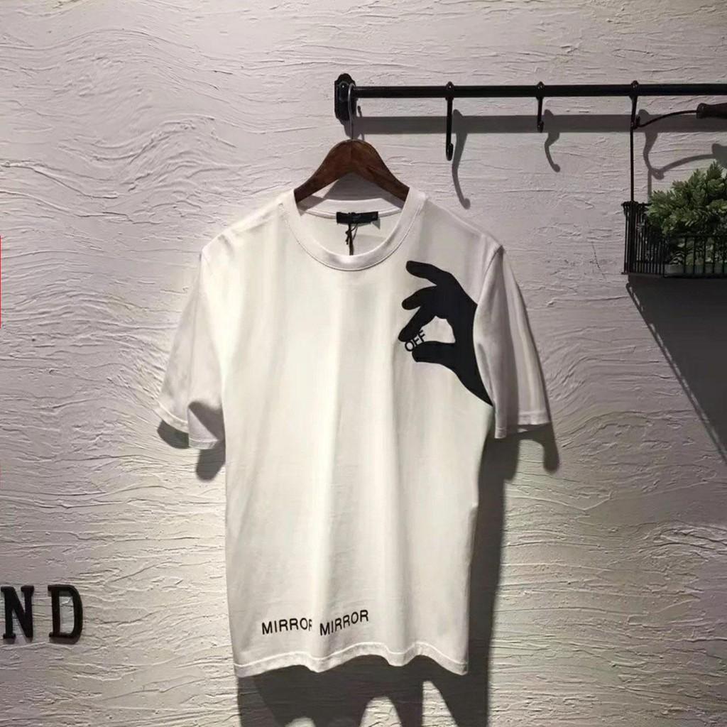 Áo thun oversize nam nữ off white Finger 2020 chất liệu vải tốt cotton M L XL màu đỏ Trumunisex aothununisex aophongnam