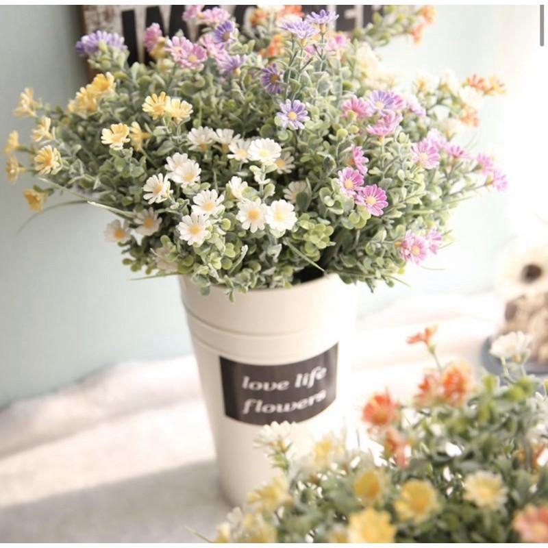 Hoa giả - Cụm tiểu cúc nhân tạo xinh xắn cho không gian tươi sáng, hoa lụa hoa cô dâu hoa decor