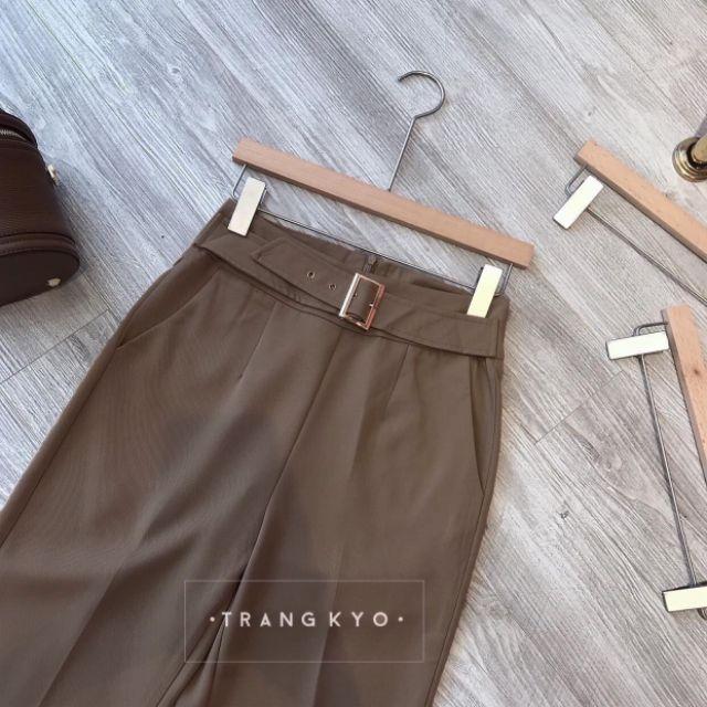 Quần baggy nâu lưng cao kèm belt