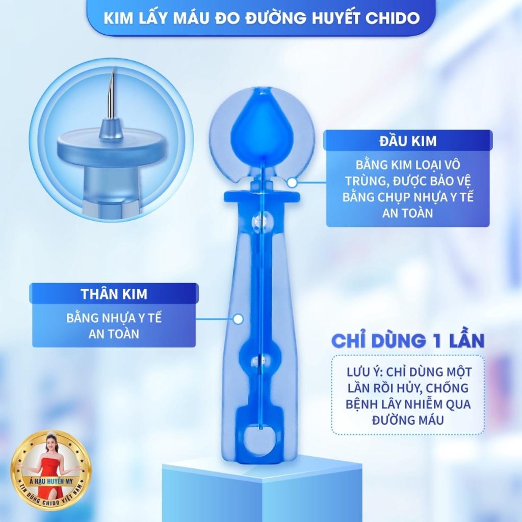 Que Thử Đường Huyết CHIDO GLS - 79 Tặng Kèm Kim Lấy Máu, Hộp 50 que