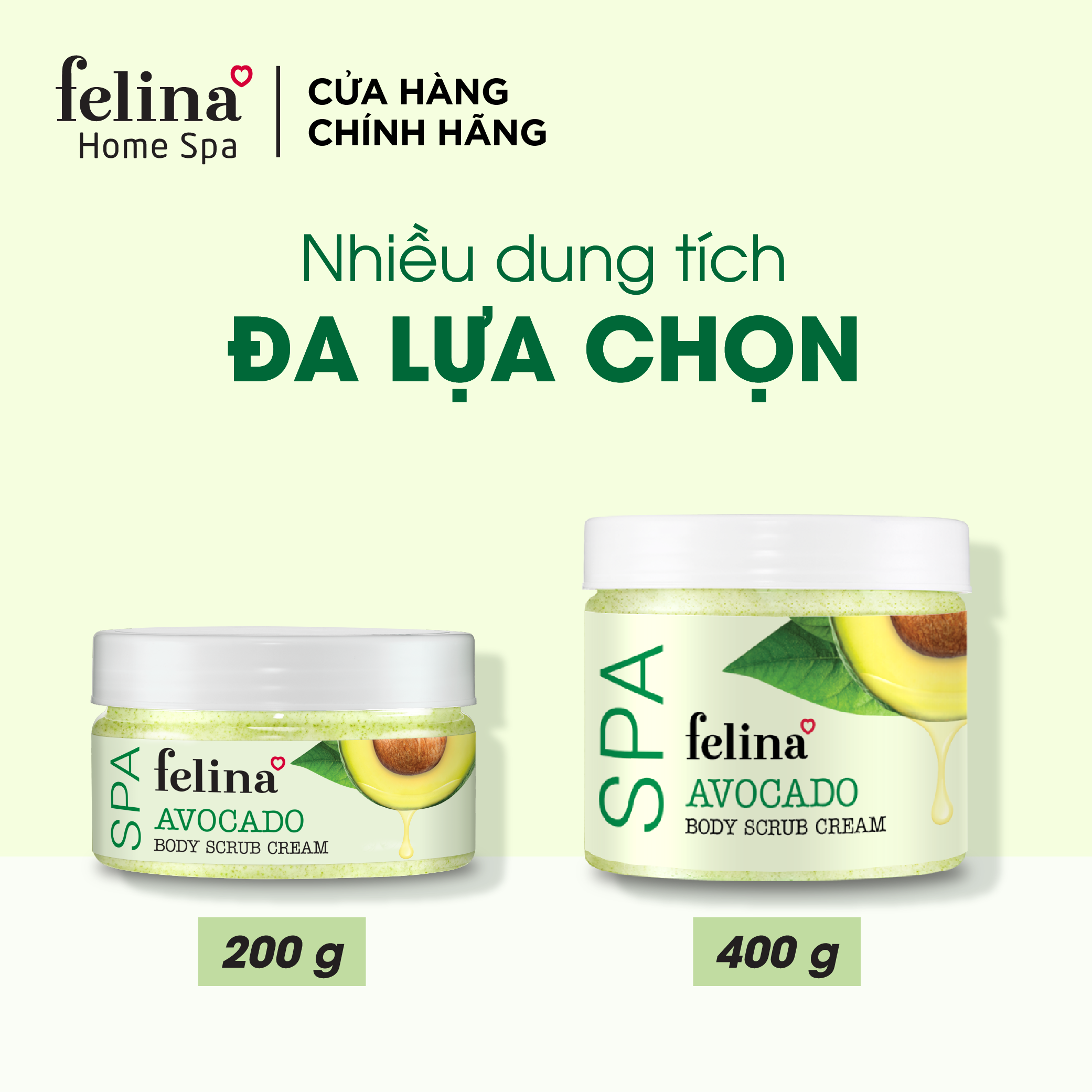 Kem tắm tẩy tế bào chết body Felina Home Spa từ bơ nghiền nguyên trái giúp da sạch sâu, ẩm mịn chỉ sau 1 lần dùng