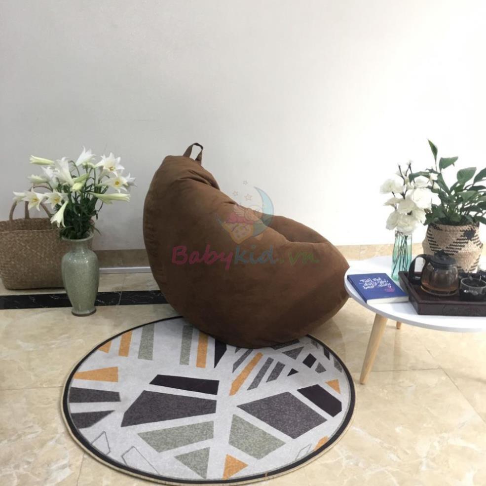 Ghế xốp dáng lê, size M, da lộn nâu đậm, có xốp