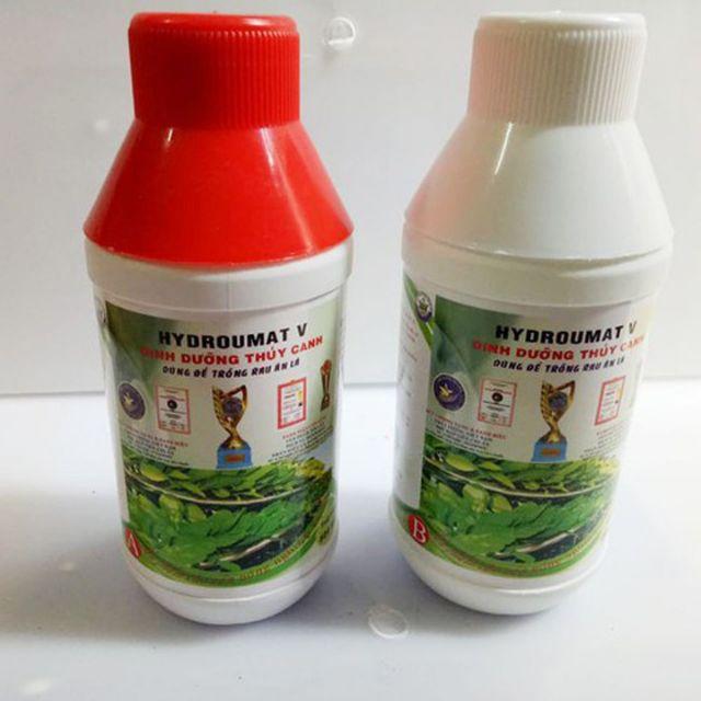 BỘ 2 CHAI DINH DƯỠNG THỦY CANH RAU ĂN lá-0.5 lít /chai--Pha được 200 lít-