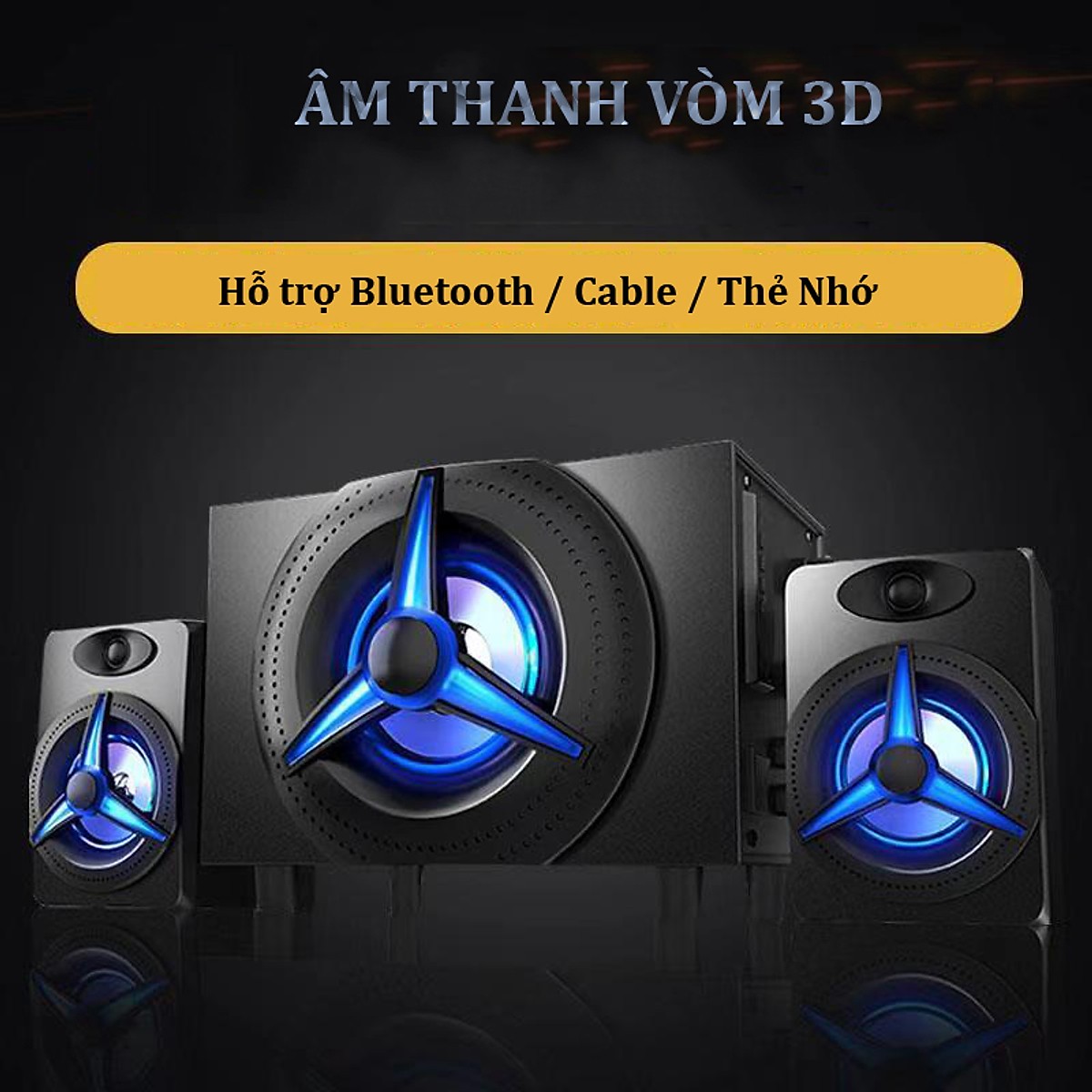 Combo Bộ 3 Loa Vi Tính K9 Bằng Gỗ Chất Lương Cao, Hỗ Trợ Bluetooth 5.0, Âm Thanh Siêu Trầm, Công Suất Lớn + Tặng Bộ Bàn Phím Chuyên Game Led 7 Màu Cao Cấp