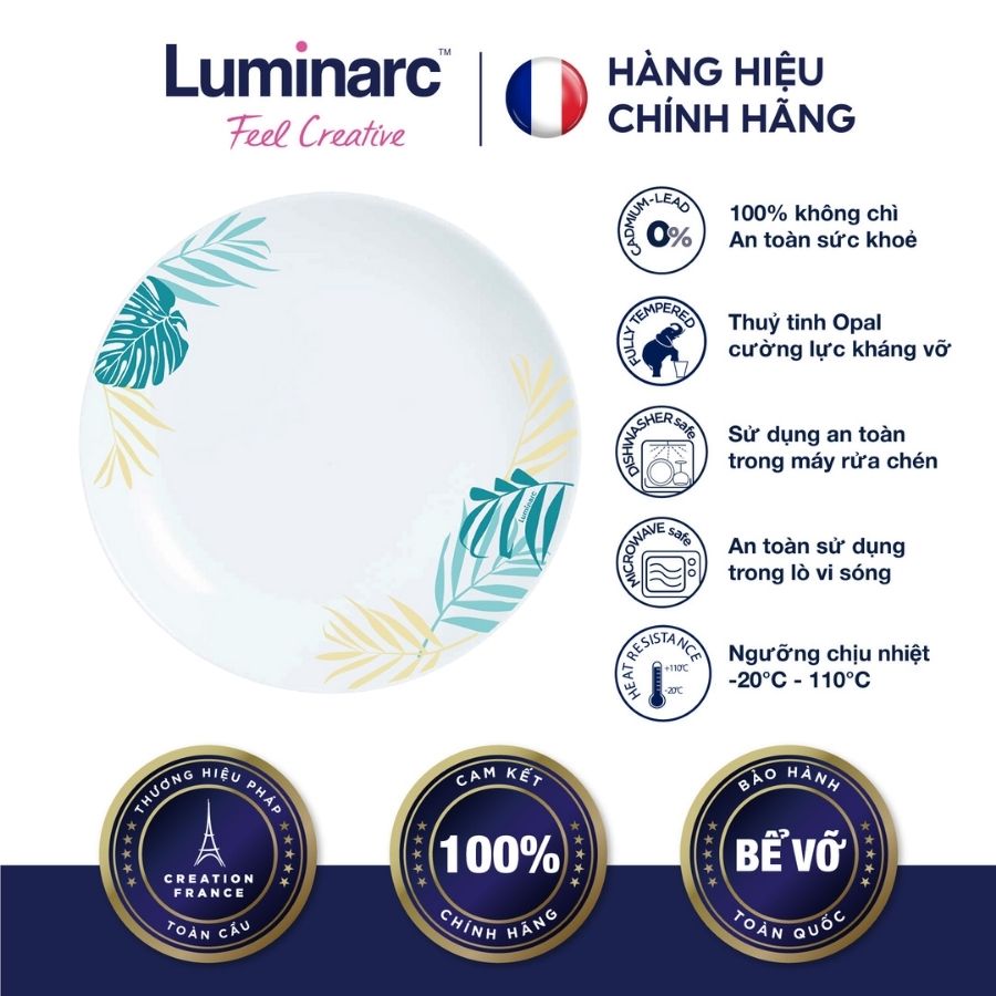 Bộ 6 Đĩa Thuỷ Tinh Luminarc Diwali Hiwaii - 25Cm