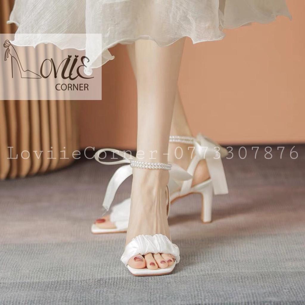 SANDAL CAO GÓT LOVIIECORNER - GIÀY THỜI TRANG QUAI NGANG BÈO NHĂN - GUỐC NỮ HẬU SAU KẾT NƠ NỮ TÍNH G220722