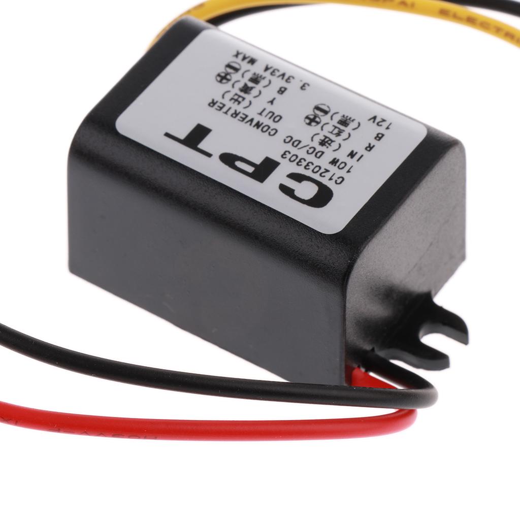 2x Waterproof Auto Vehicle Voltage Reducer DC-DC Converter 12V to 3.3V Step-down Voltage Regulator Transformer 3A/10W Power Supply Module for Car