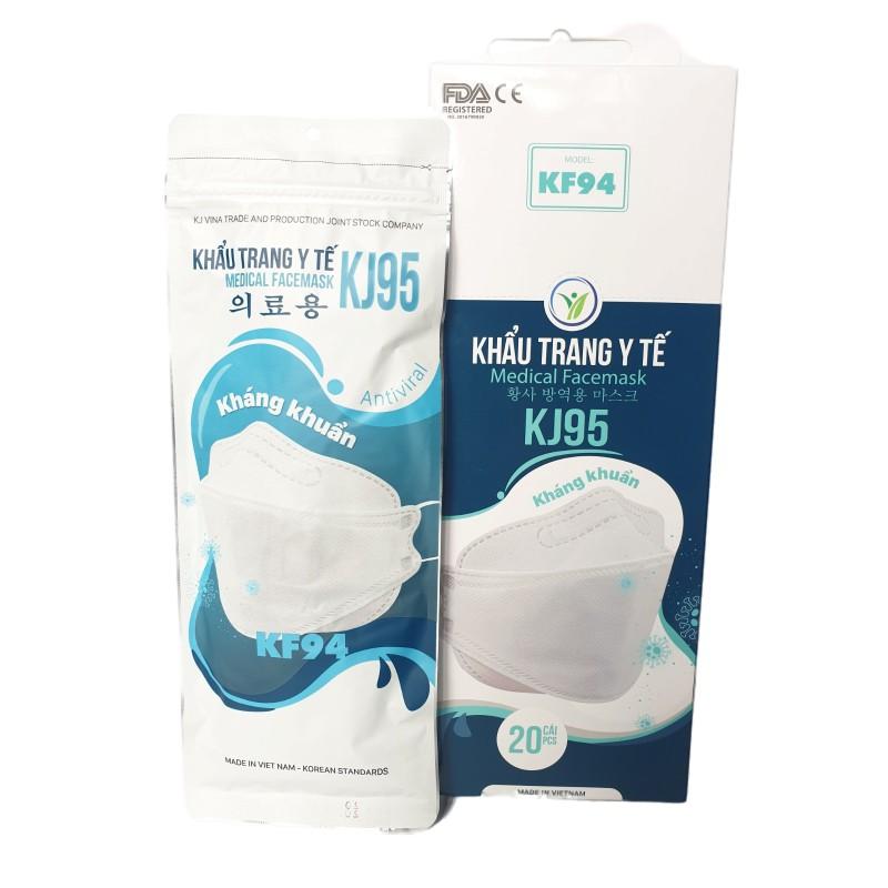 [KJVINA] Khẩu Trang Y Tế Hàn Quốc KJ95 Kháng Khuẩn - Chống Nước - Chống Bụi Mịn KF94 Hộp 20 Chiếc